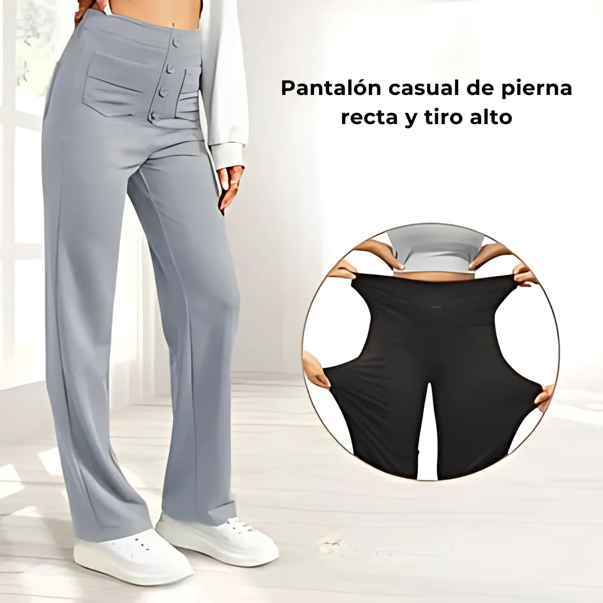 🔥50% de descuento🔥Alta elasticidad - Pantalón casual de pierna recta y tiro alto